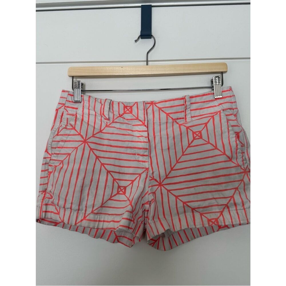 Vineyard Vines Dayboat Shorts 3'' Womens Sz 6 White Pink Geometric Beach Resort